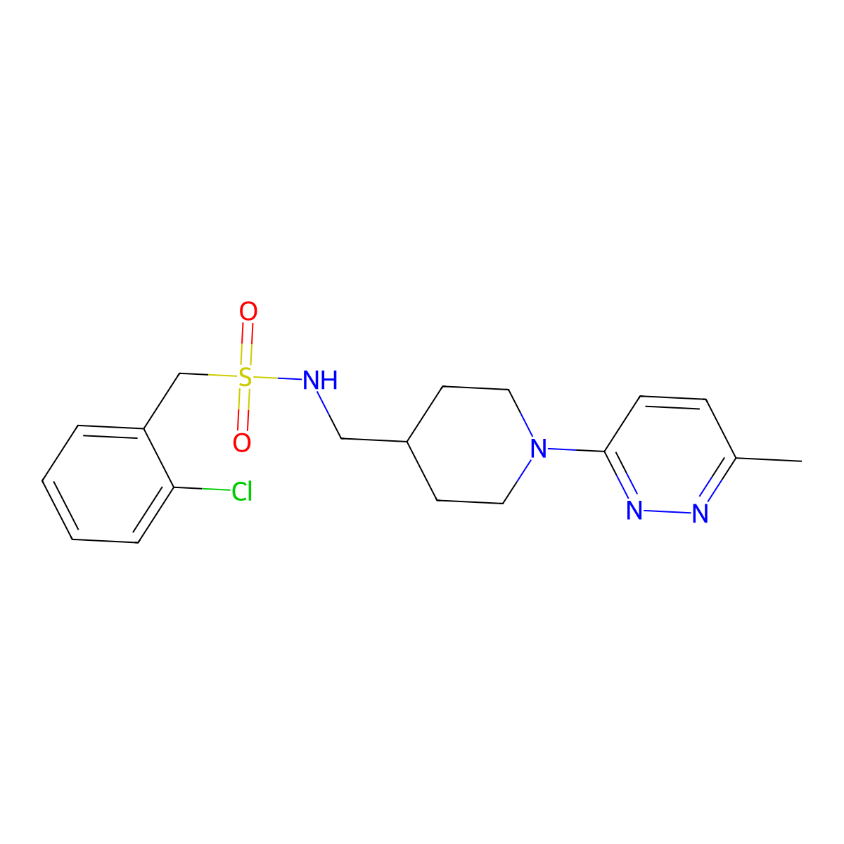 1-(2-chlorophenyl)-N-((1-(6-methylpyridazin-3-yl)piperidin-4-yl)methyl)methanesulfonamide molecular structure, CAS 1797591-67-3