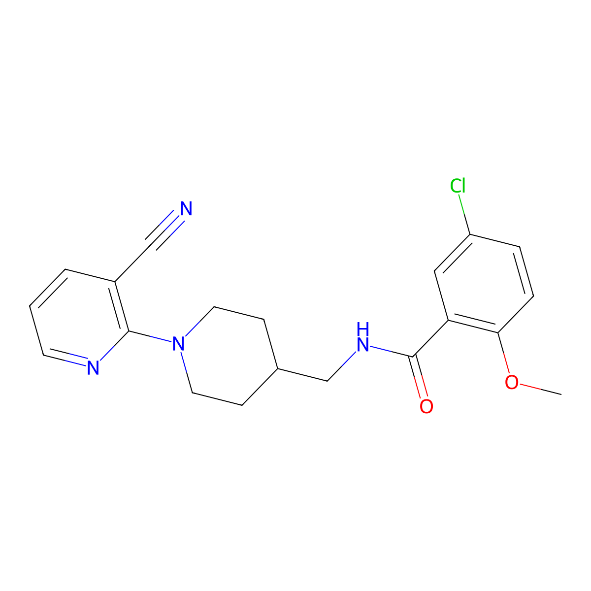 5-chloro-N-{[1-(3-cyanopyridin-2-yl)piperidin-4-yl]methyl}-2-methoxybenzamide molecular structure, CAS 1797591-96-8