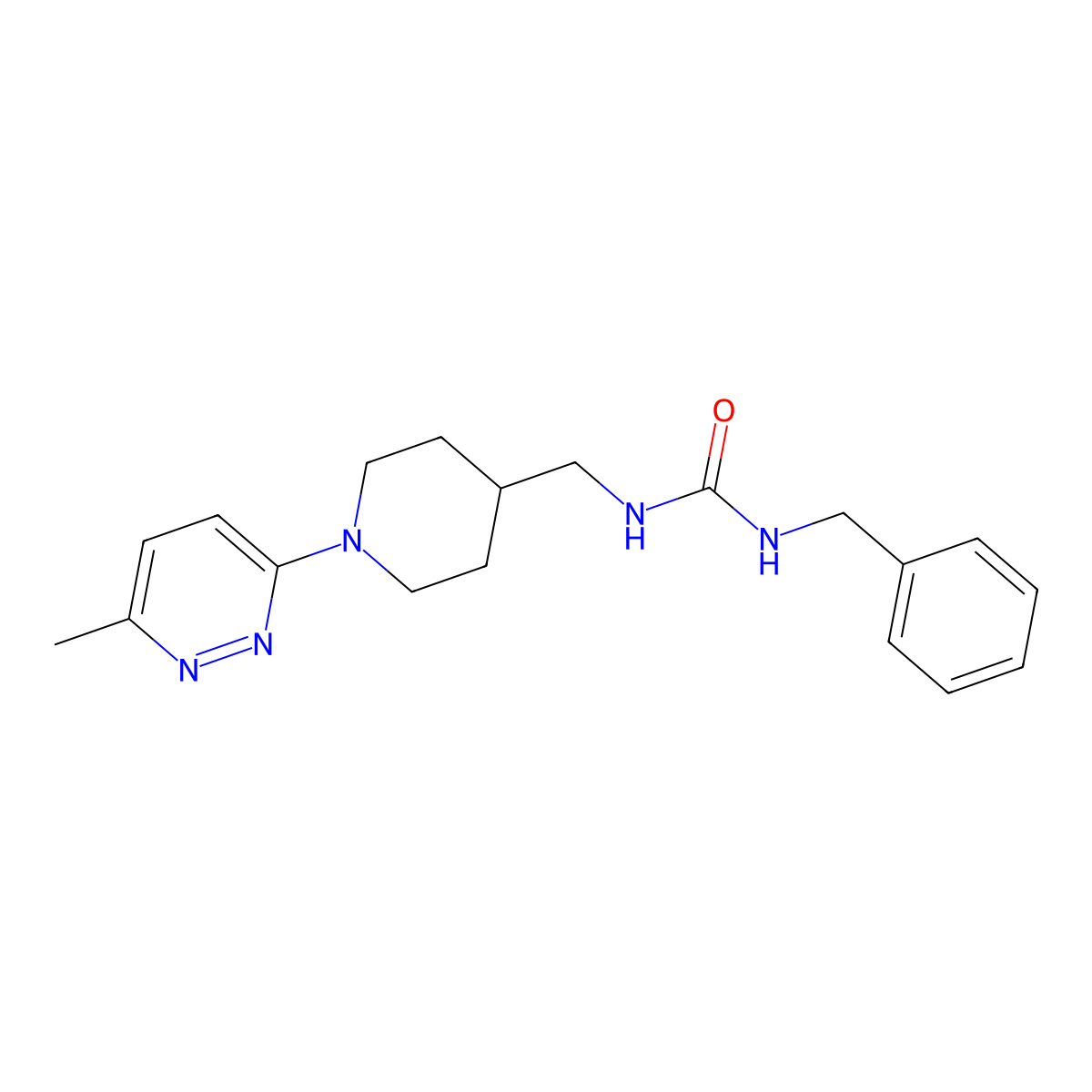 1-Benzyl-3-((1-(6-methylpyridazin-3-yl)piperidin-4-yl)methyl)urea molecular structure, CAS 1797592-41-6