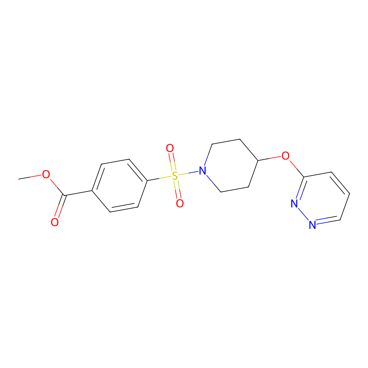 Methyl 4-{[4-(pyridazin-3-yloxy)piperidin-1-yl]sulfonyl}benzoate molecular structure, CAS 1797592-44-9
