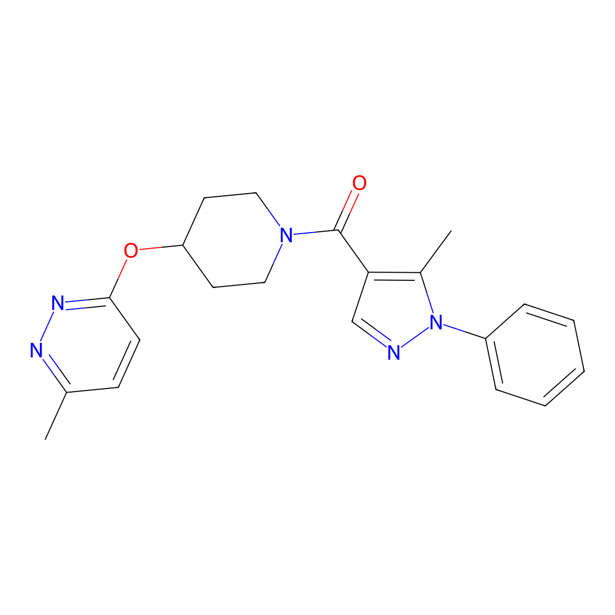 (5-methyl-1-phenyl-1H-pyrazol-4-yl)(4-((6-methylpyridazin-3-yl)oxy)piperidin-1-yl)methanone molecular structure, CAS 1797592-74-5