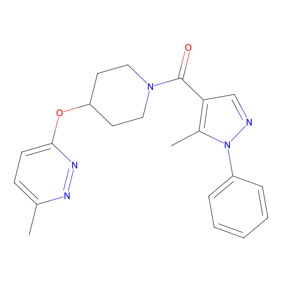 (5-methyl-1-phenyl-1H-pyrazol-4-yl)(4-((6-methylpyridazin-3-yl)oxy)piperidin-1-yl)methanone molecular structure, CAS 1797592-74-5