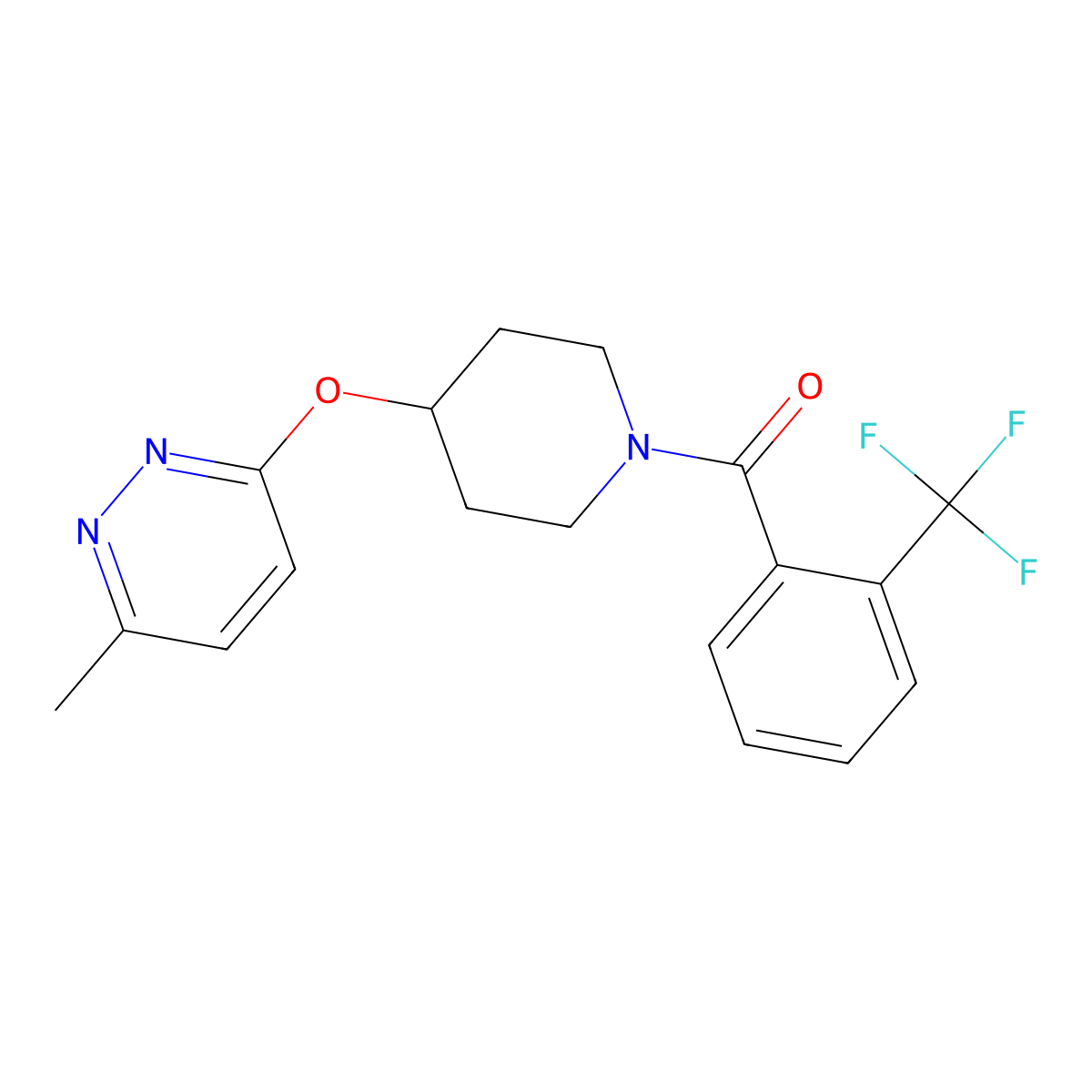 (4-((6-Methylpyridazin-3-yl)oxy)piperidin-1-yl)(2-(trifluoromethyl)phenyl)methanone molecular structure, CAS 1797592-87-0