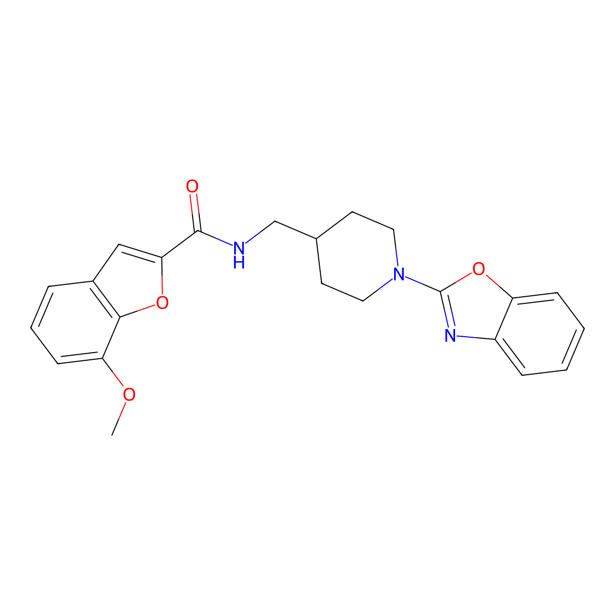 N-((1-(benzo[d]oxazol-2-yl)piperidin-4-yl)methyl)-7-methoxybenzofuran-2-carboxamide molecular structure, CAS 1797592-97-2