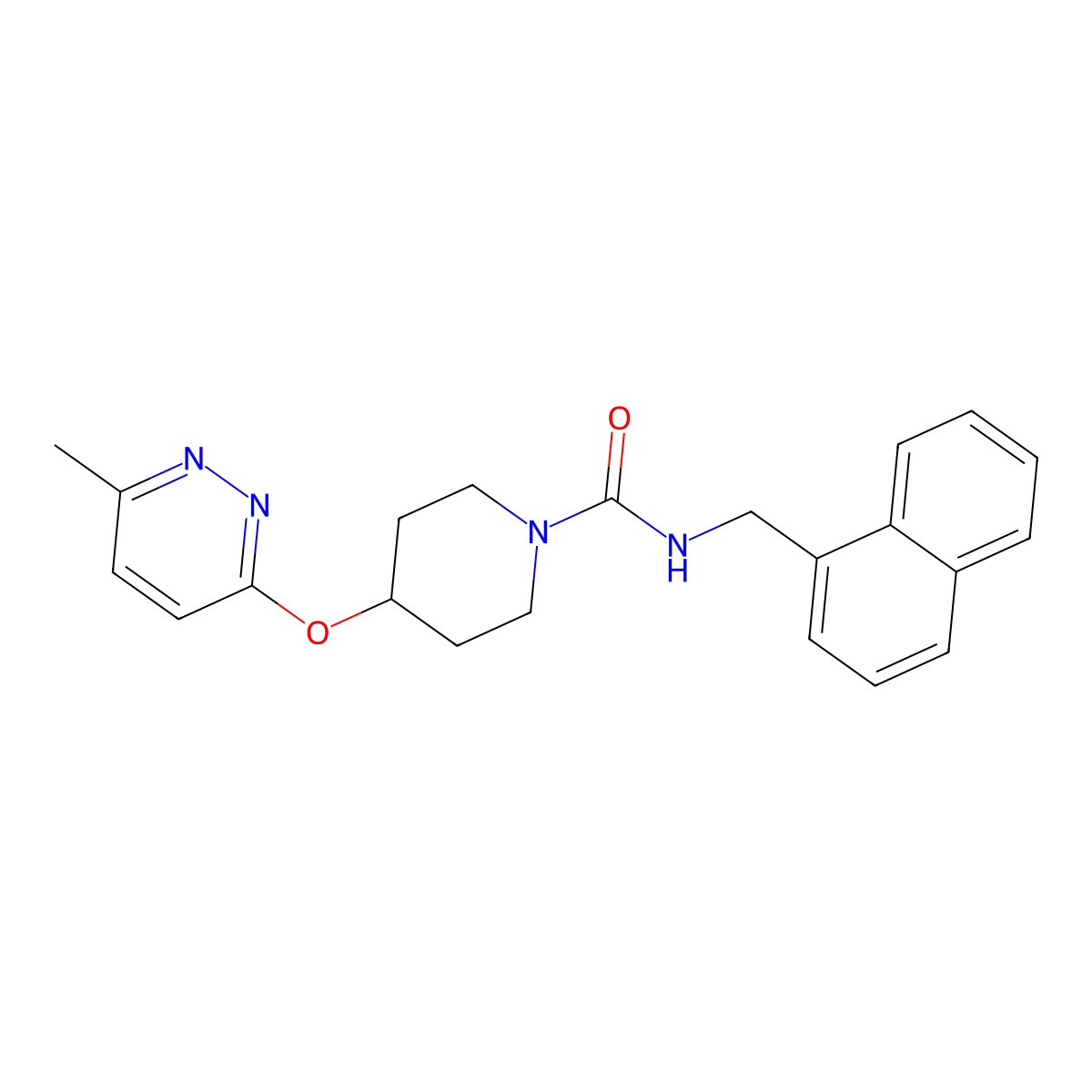 4-((6-methylpyridazin-3-yl)oxy)-N-(naphthalen-1-ylmethyl)piperidine-1-carboxamide molecular structure, CAS 1797593-24-8