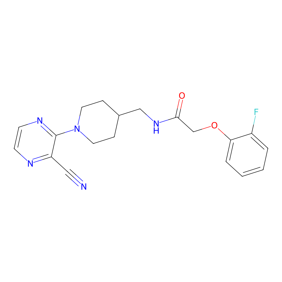 N-((1-(3-cyanopyrazin-2-yl)piperidin-4-yl)methyl)-2-(2-fluorophenoxy)acetamide molecular structure, CAS 1797593-34-0