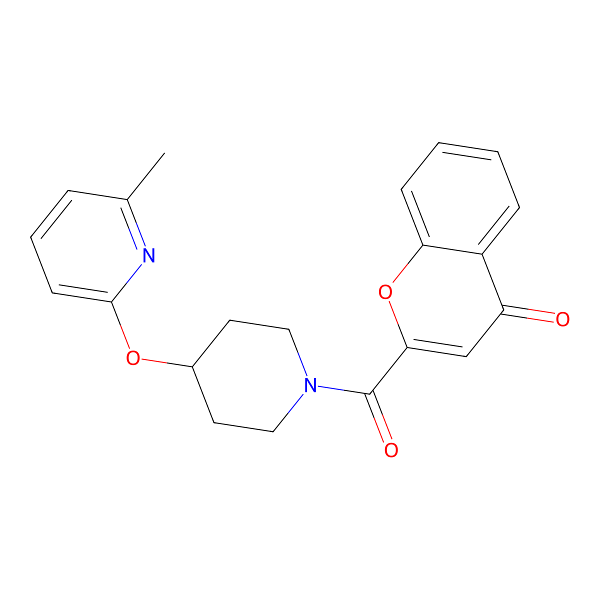 2-(4-((6-methylpyridin-2-yl)oxy)piperidine-1-carbonyl)-4H-chromen-4-one molecular structure, CAS 1797593-81-7