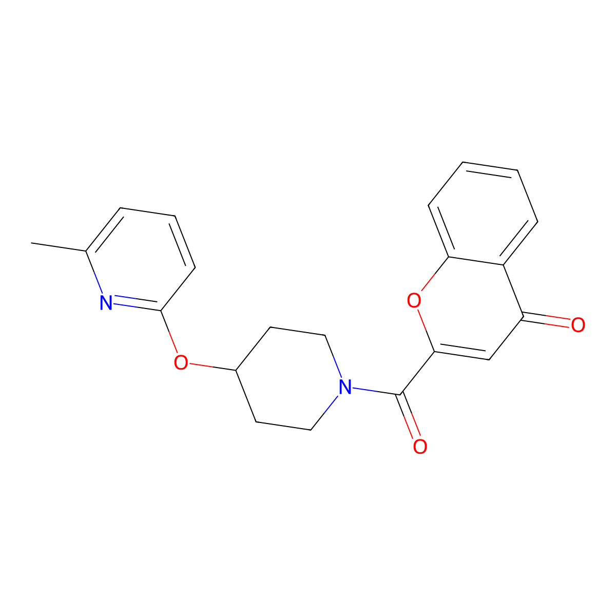 2-(4-((6-methylpyridin-2-yl)oxy)piperidine-1-carbonyl)-4H-chromen-4-one molecular structure, CAS 1797593-81-7
