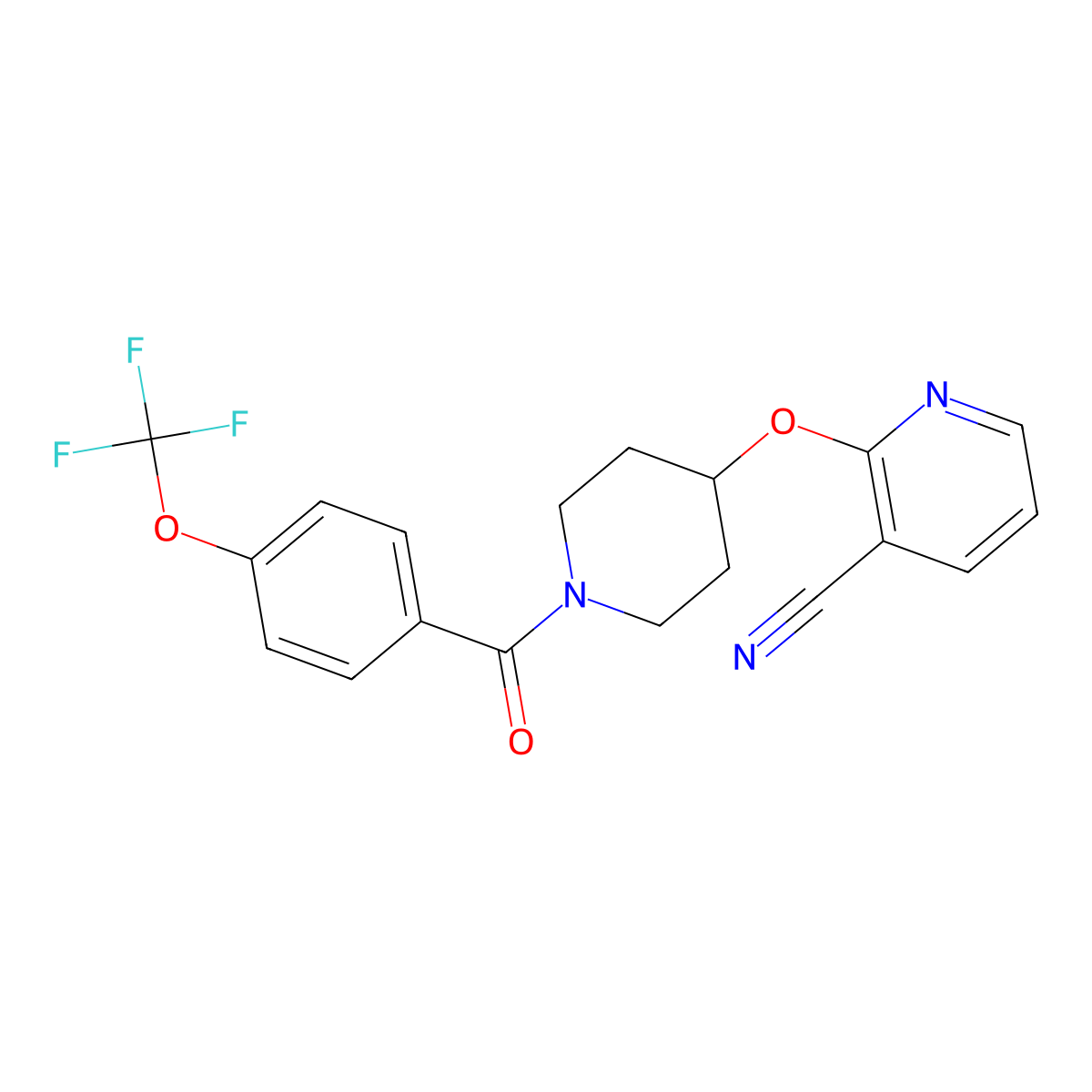 2-((1-(4-(Trifluoromethoxy)benzoyl)piperidin-4-yl)oxy)nicotinonitrile molecular structure, CAS 1797595-72-2