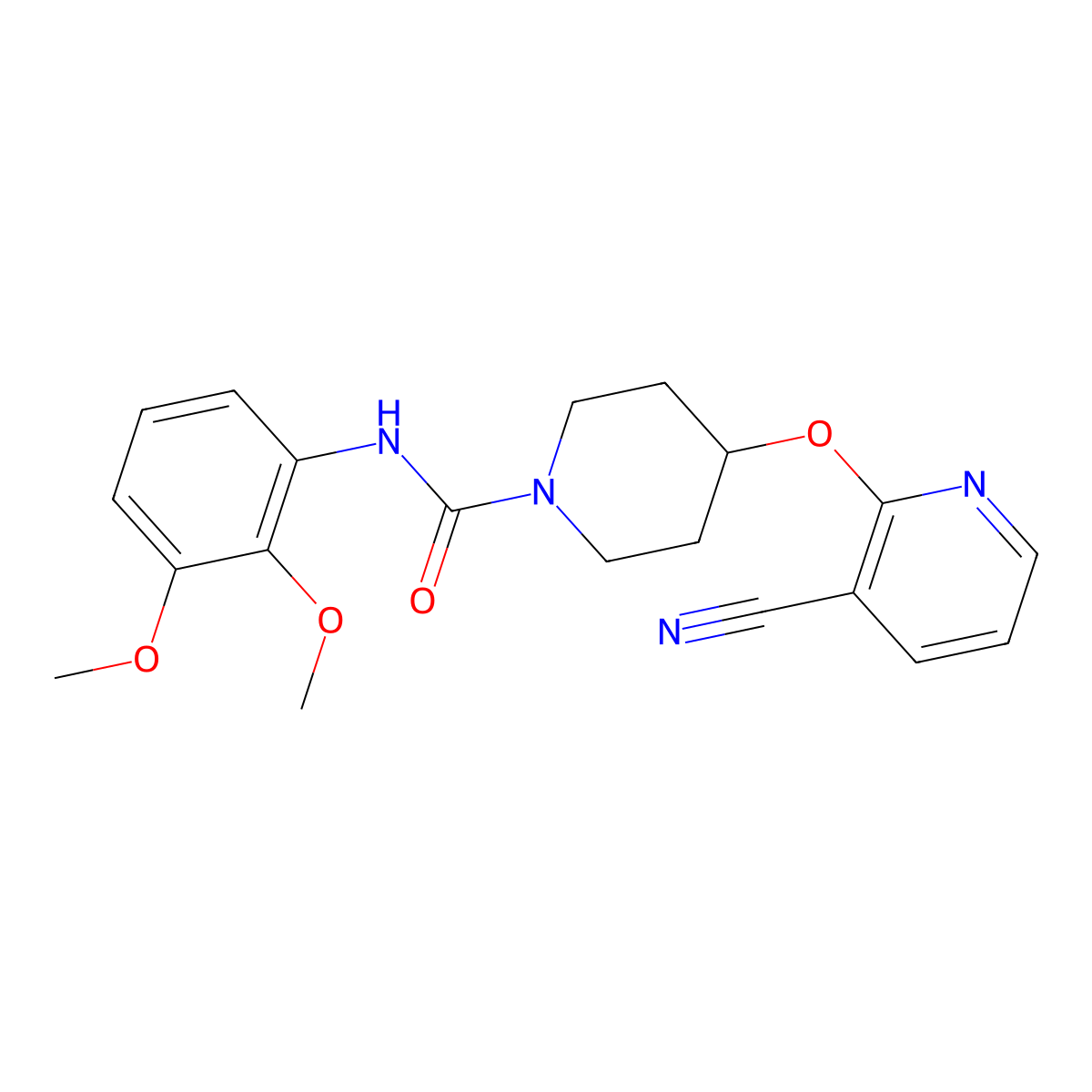 4-((3-cyanopyridin-2-yl)oxy)-N-(2,3-dimethoxyphenyl)piperidine-1-carboxamide molecular structure, CAS 1797595-84-6