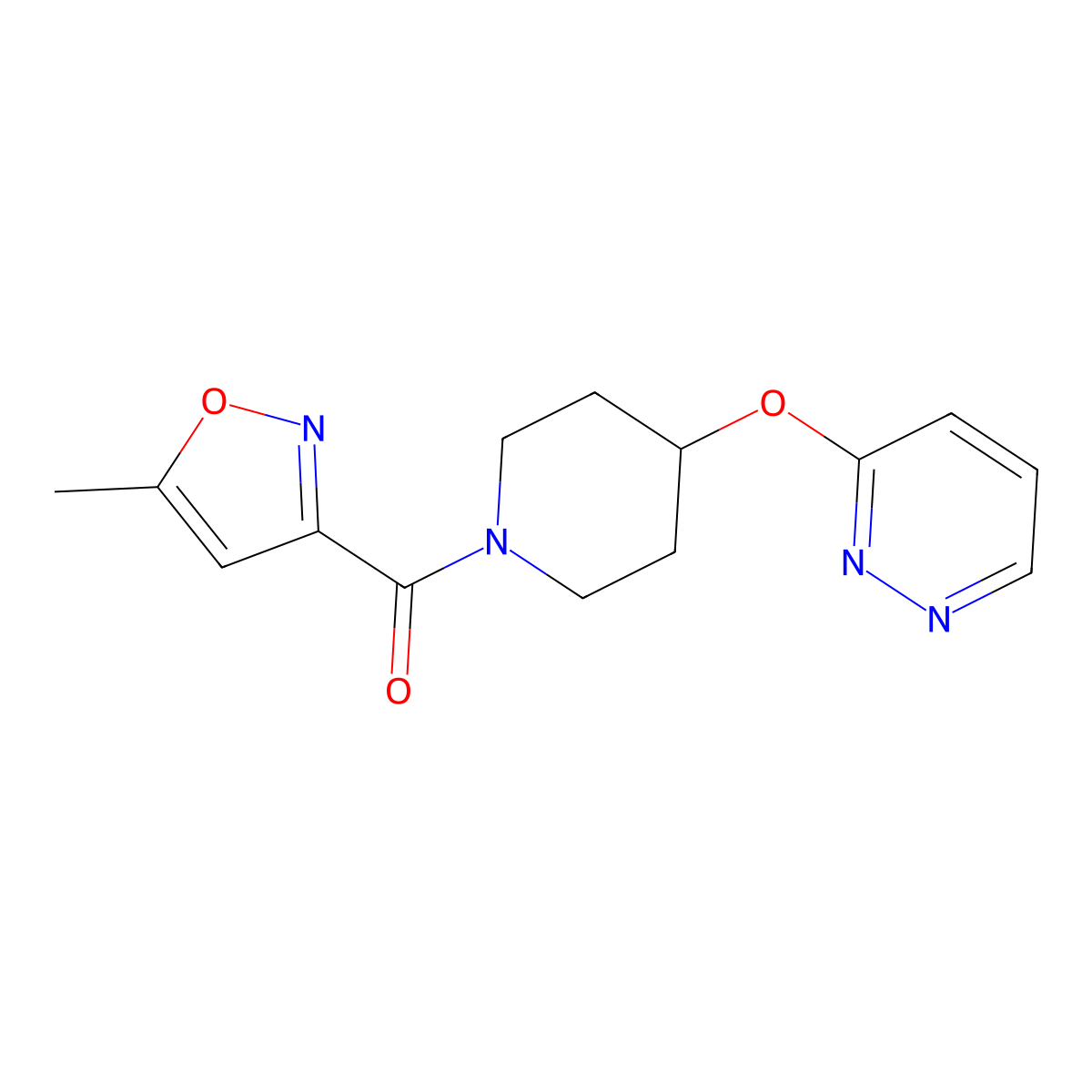 (5-Methylisoxazol-3-yl)(4-(pyridazin-3-yloxy)piperidin-1-yl)methanone molecular structure, CAS 1797596-25-8