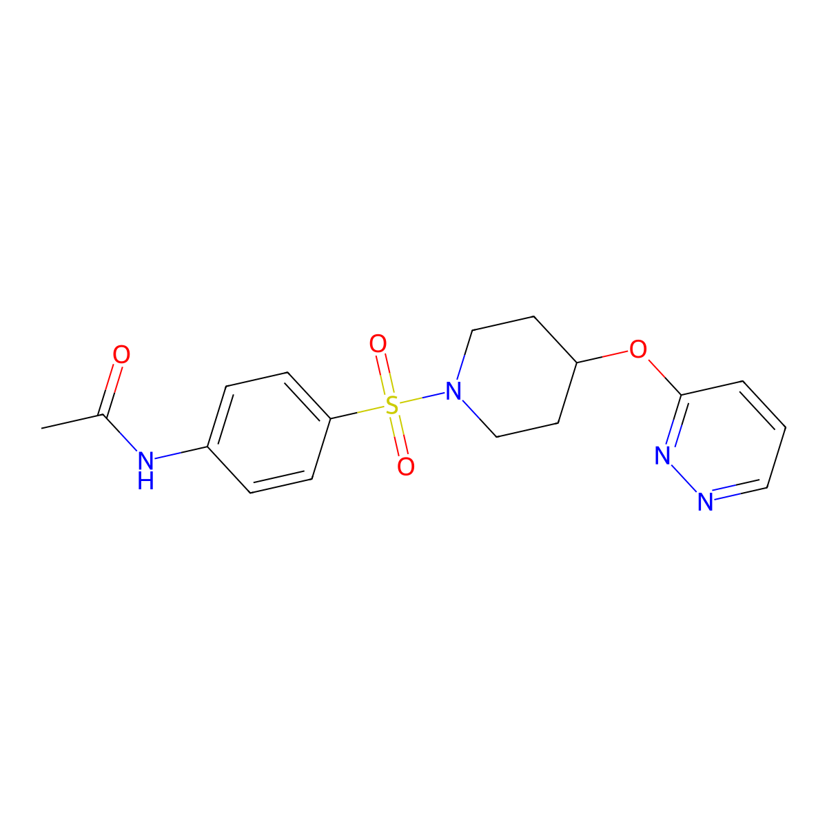 N-(4-{[4-(pyridazin-3-yloxy)piperidin-1-yl]sulfonyl}phenyl)acetamide molecular structure, CAS 1797596-50-9