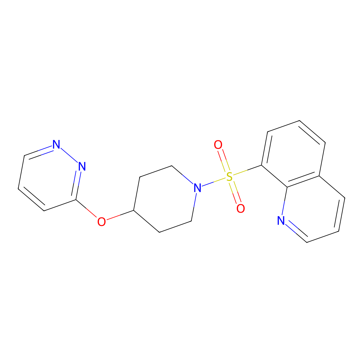 8-{[4-(Pyridazin-3-yloxy)piperidin-1-yl]sulfonyl}quinoline molecular structure, CAS 1797596-53-2