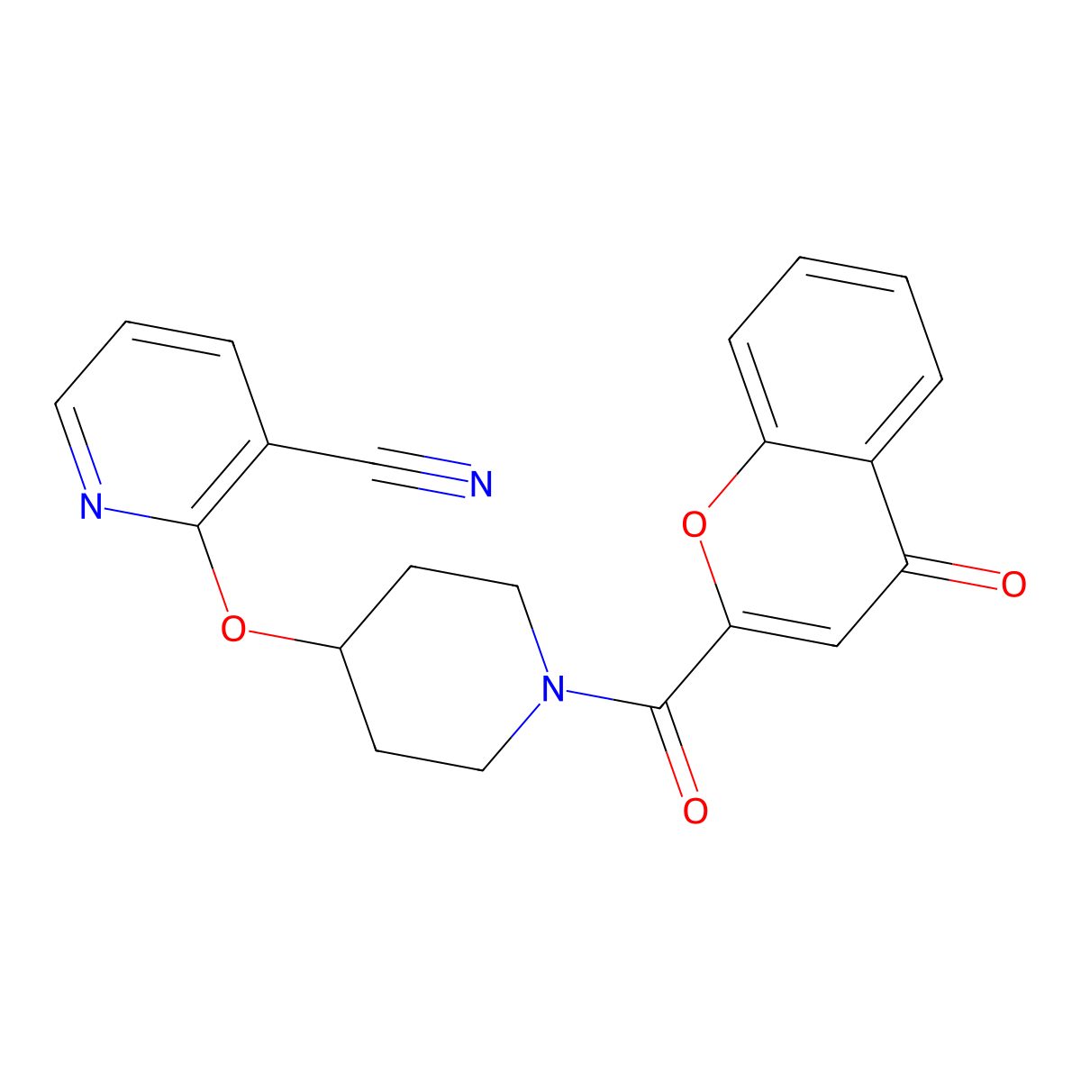 2-((1-(4-oxo-4H-chromene-2-carbonyl)piperidin-4-yl)oxy)nicotinonitrile molecular structure, CAS 1797596-73-6
