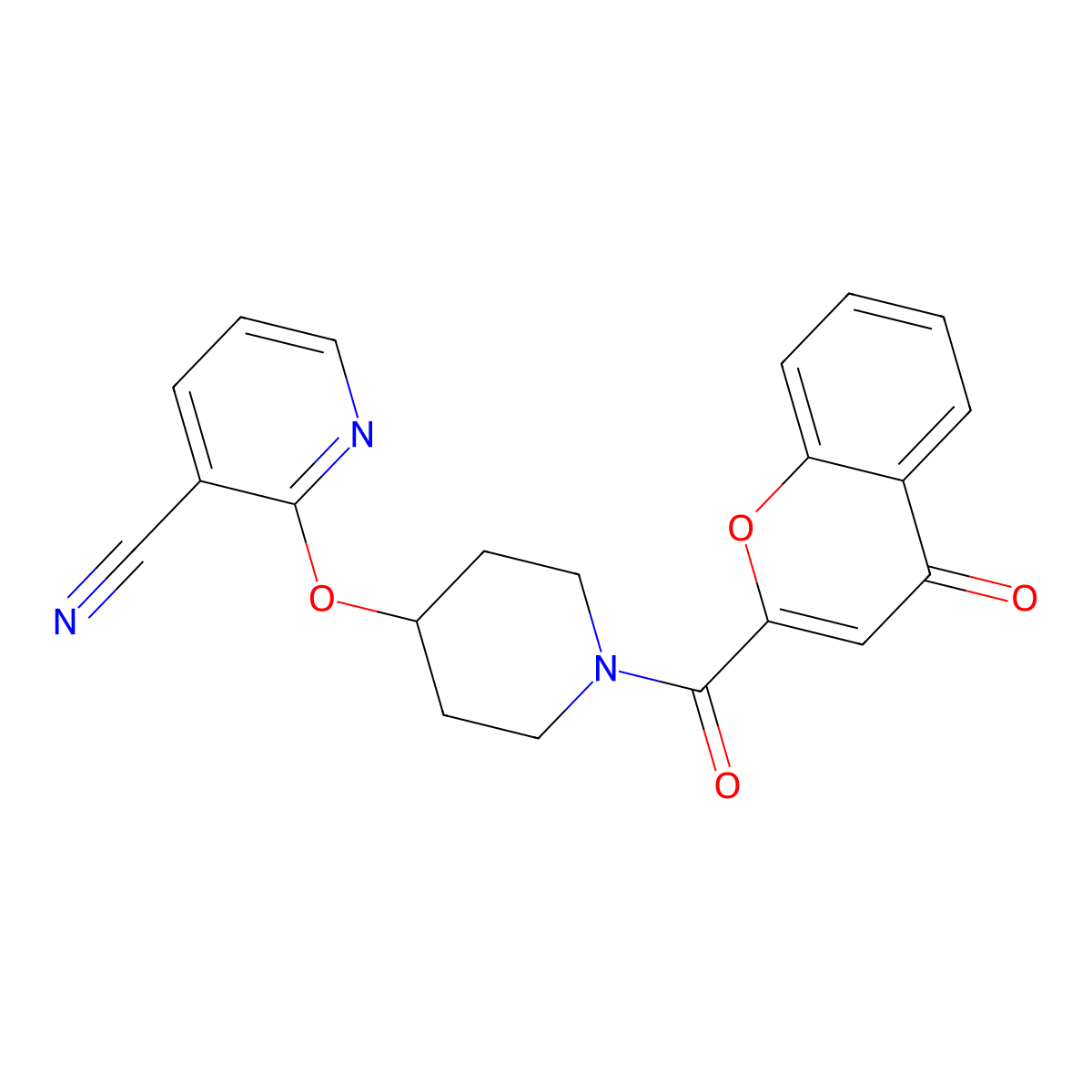 2-((1-(4-oxo-4H-chromene-2-carbonyl)piperidin-4-yl)oxy)nicotinonitrile molecular structure, CAS 1797596-73-6