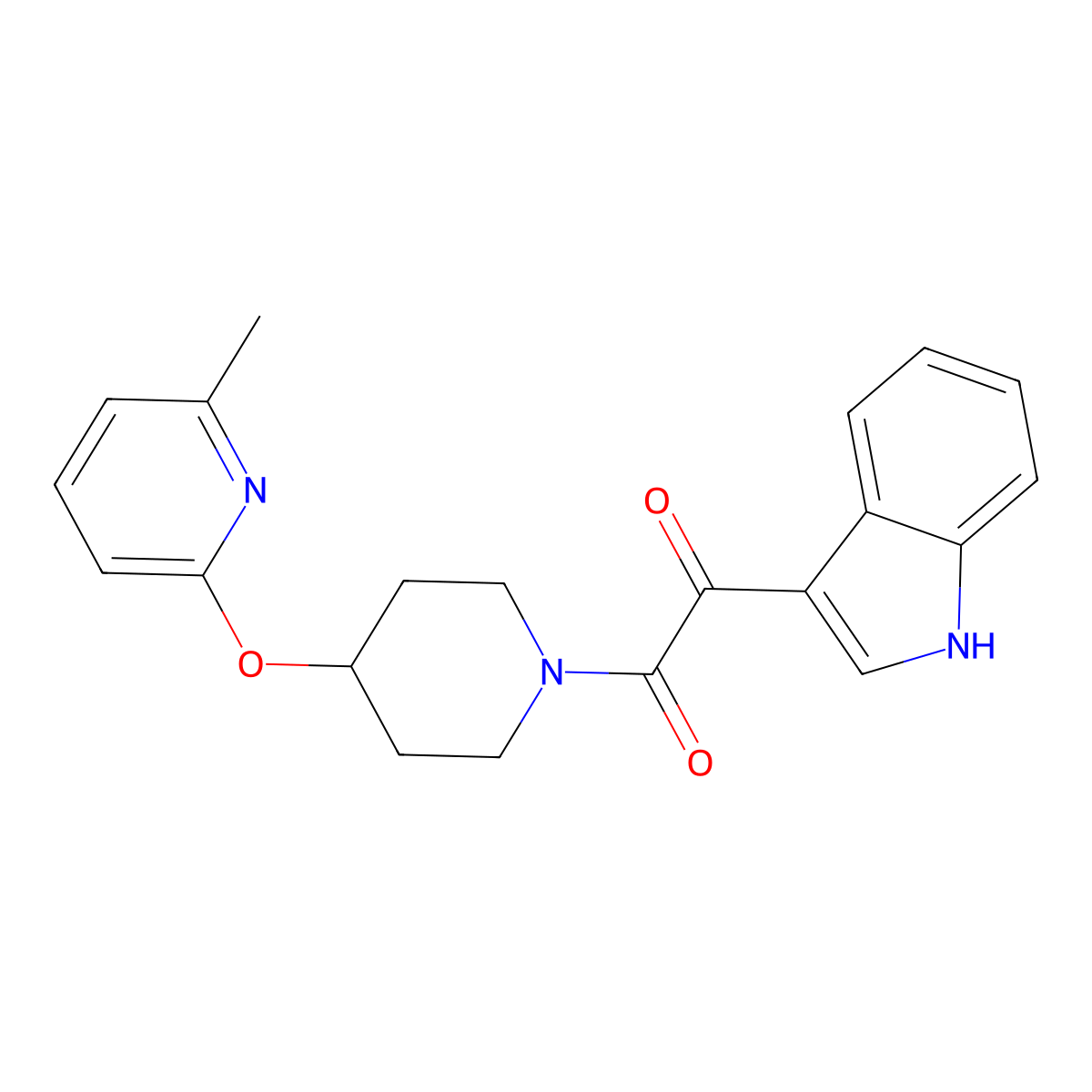 1-(1H-indol-3-yl)-2-(4-((6-methylpyridin-2-yl)oxy)piperidin-1-yl)ethane-1,2-dione molecular structure, CAS 1797596-92-9
