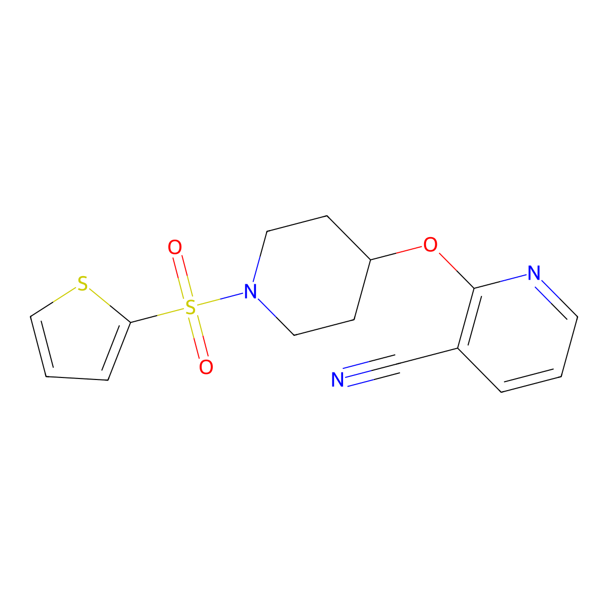 2-((1-(Thiophen-2-ylsulfonyl)piperidin-4-yl)oxy)nicotinonitrile molecular structure, CAS 1797597-09-1