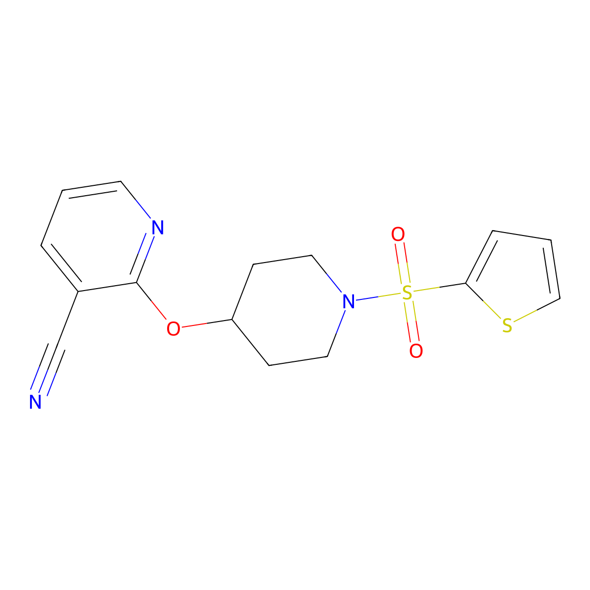 2-((1-(Thiophen-2-ylsulfonyl)piperidin-4-yl)oxy)nicotinonitrile molecular structure, CAS 1797597-09-1