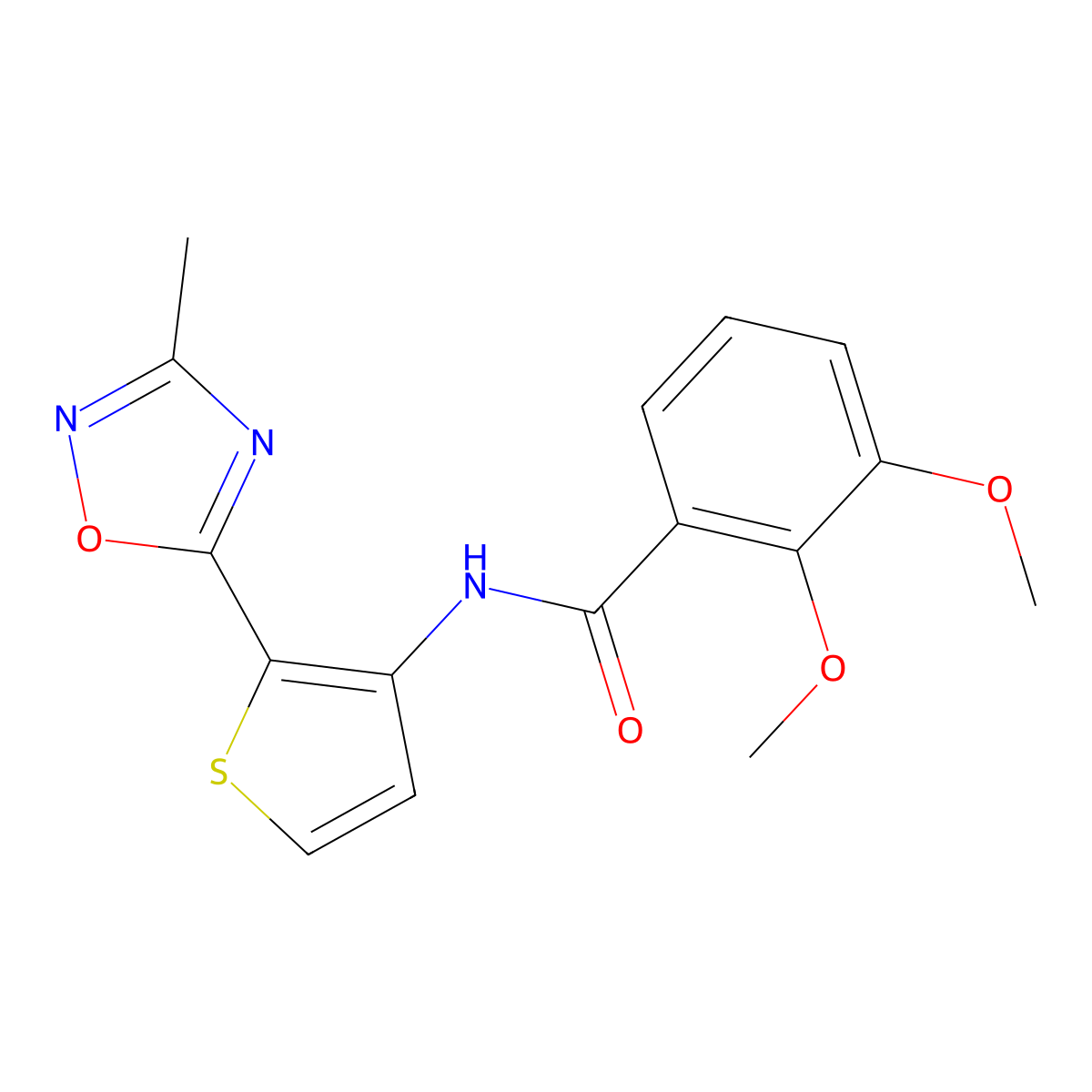 2,3-dimethoxy-N-[2-(3-methyl-1,2,4-oxadiazol-5-yl)thiophen-3-yl]benzamide molecular structure, CAS 1797597-60-4