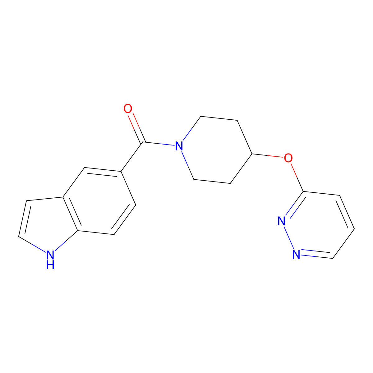 (1H-indol-5-yl)(4-(pyridazin-3-yloxy)piperidin-1-yl)methanone molecular structure, CAS 1797597-70-6
