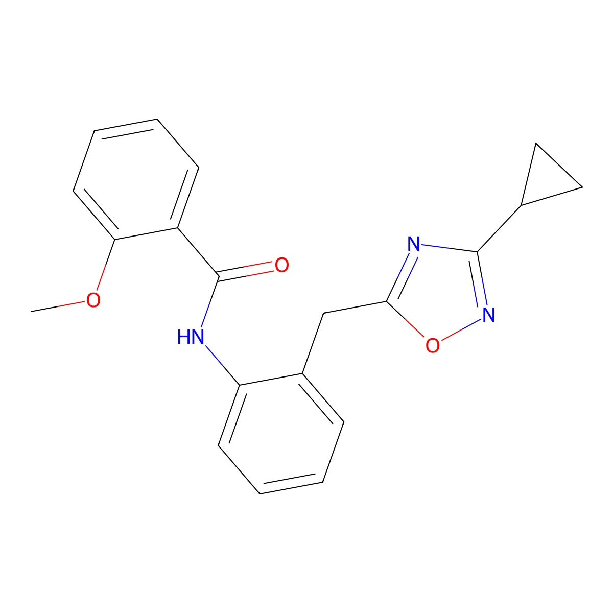 N-(2-((3-cyclopropyl-1,2,4-oxadiazol-5-yl)methyl)phenyl)-2-methoxybenzamide molecular structure, CAS 1797597-78-4