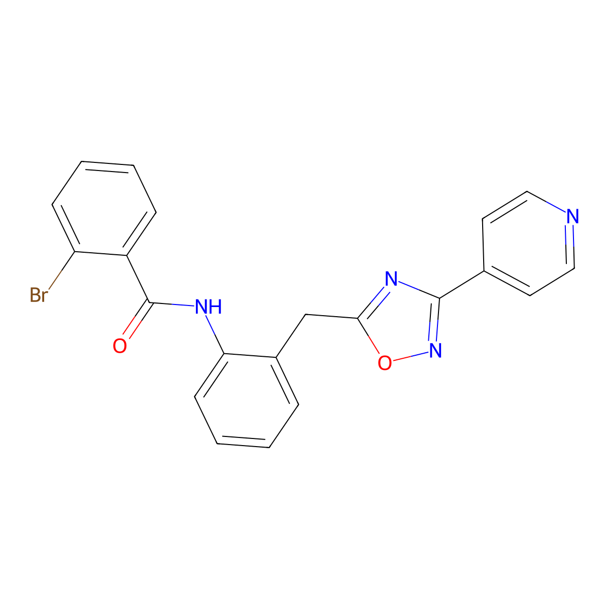 2-bromo-N-(2-((3-(pyridin-4-yl)-1,2,4-oxadiazol-5-yl)methyl)phenyl)benzamide molecular structure, CAS 1797598-07-2