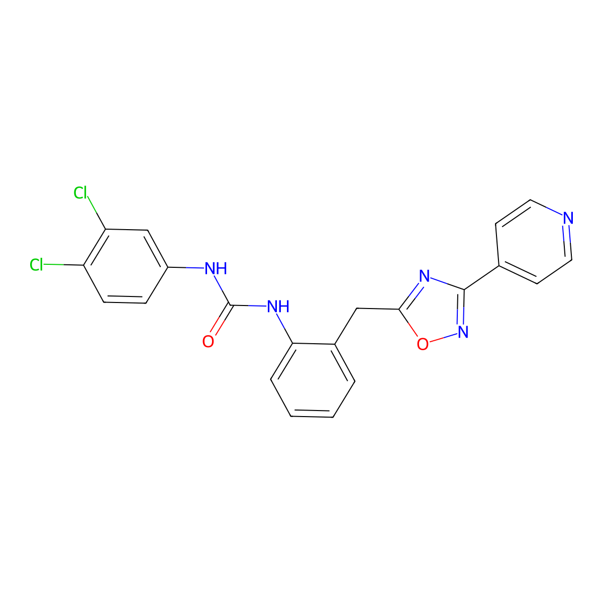 1-(3,4-Dichlorophenyl)-3-(2-((3-(pyridin-4-yl)-1,2,4-oxadiazol-5-yl)methyl)phenyl)urea molecular structure, CAS 1797598-18-5