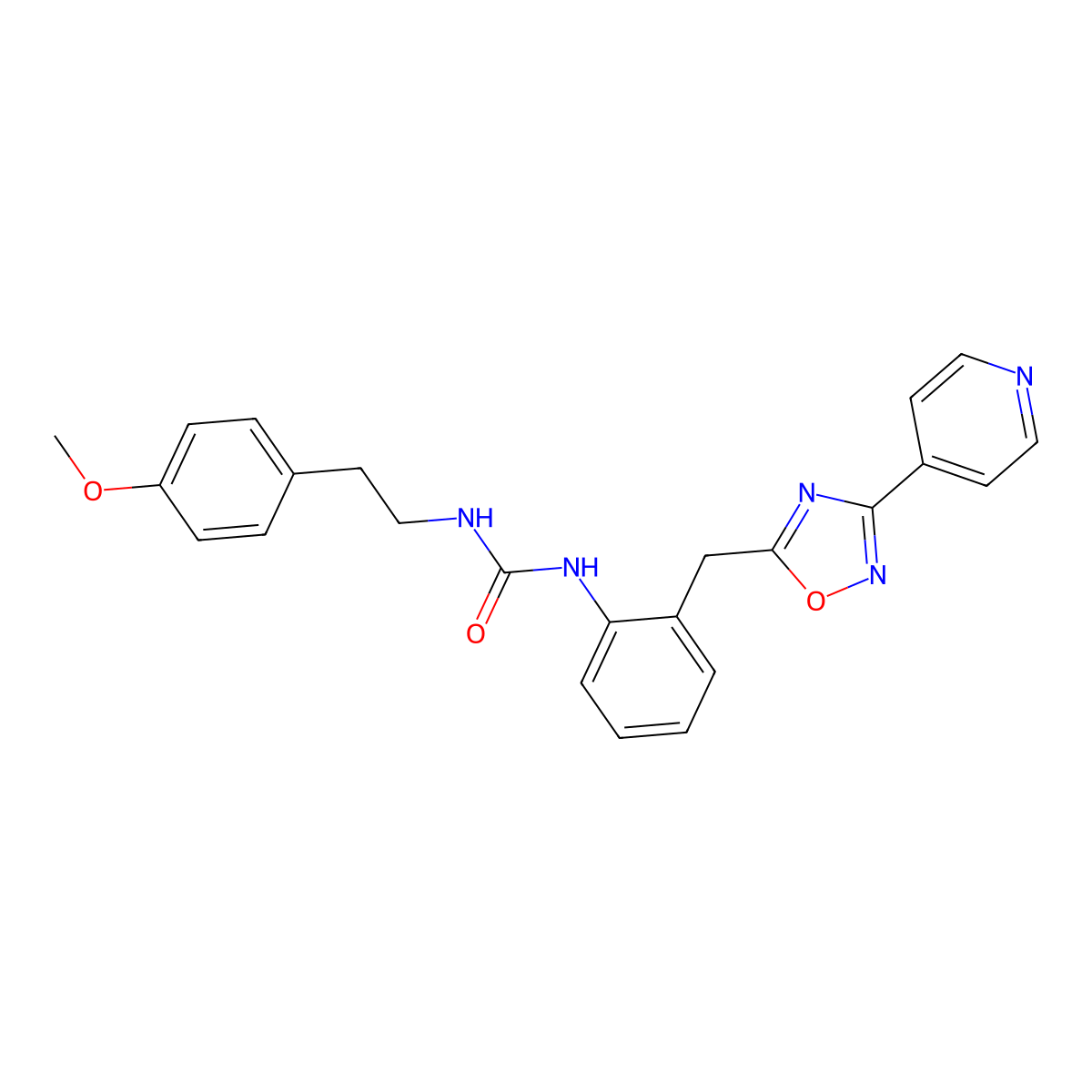 1-(4-Methoxyphenethyl)-3-(2-((3-(pyridin-4-yl)-1,2,4-oxadiazol-5-yl)methyl)phenyl)urea molecular structure, CAS 1797598-24-3
