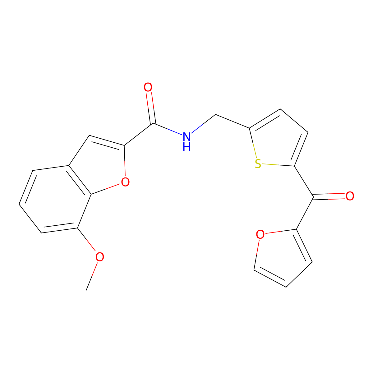 N-((5-(furan-2-carbonyl)thiophen-2-yl)methyl)-7-methoxybenzofuran-2-carboxamide molecular structure, CAS 1797599-90-6