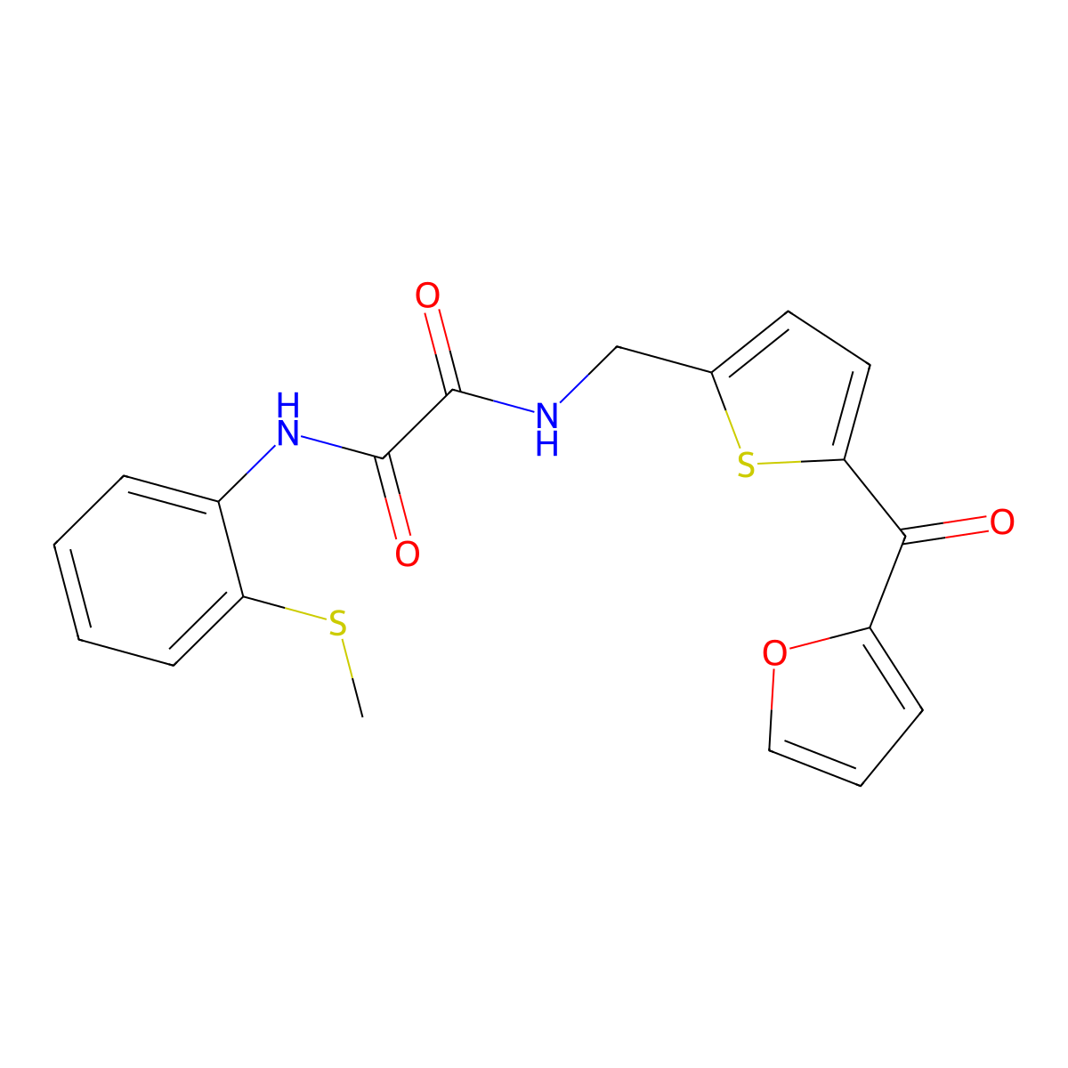 N1-((5-(furan-2-carbonyl)thiophen-2-yl)methyl)-N2-(2-(methylthio)phenyl)oxalamide molecular structure, CAS 1797600-21-5