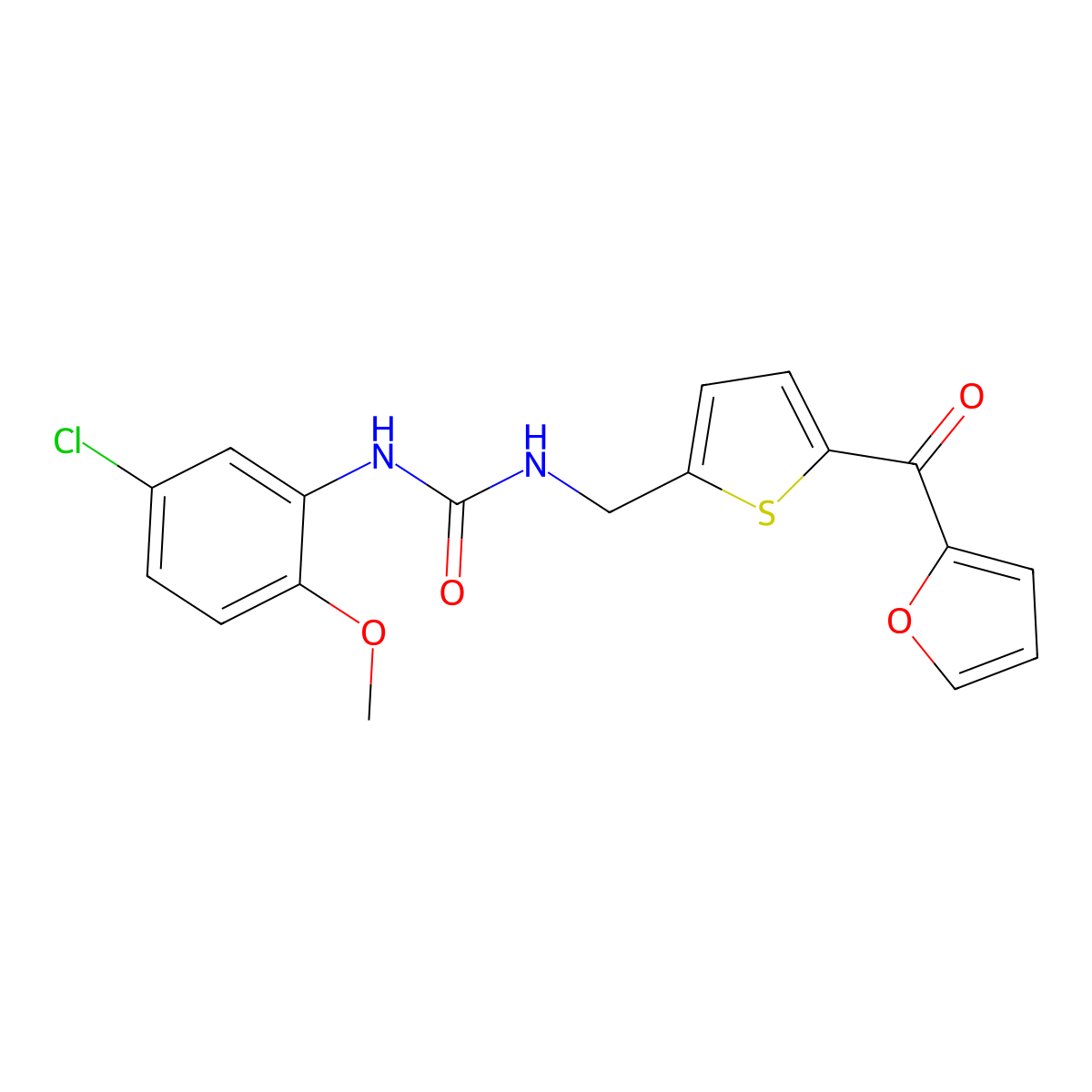 1-(5-Chloro-2-methoxyphenyl)-3-((5-(furan-2-carbonyl)thiophen-2-yl)methyl)urea molecular structure, CAS 1797600-27-1
