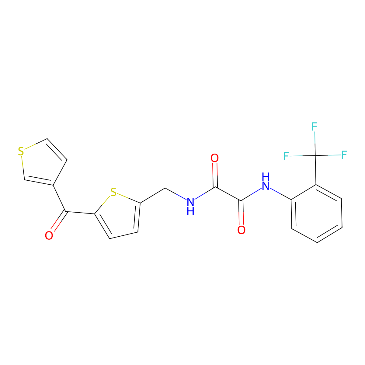 N1-((5-(thiophene-3-carbonyl)thiophen-2-yl)methyl)-N2-(2-(trifluoromethyl)phenyl)oxalamide molecular structure, CAS 1797600-84-0
