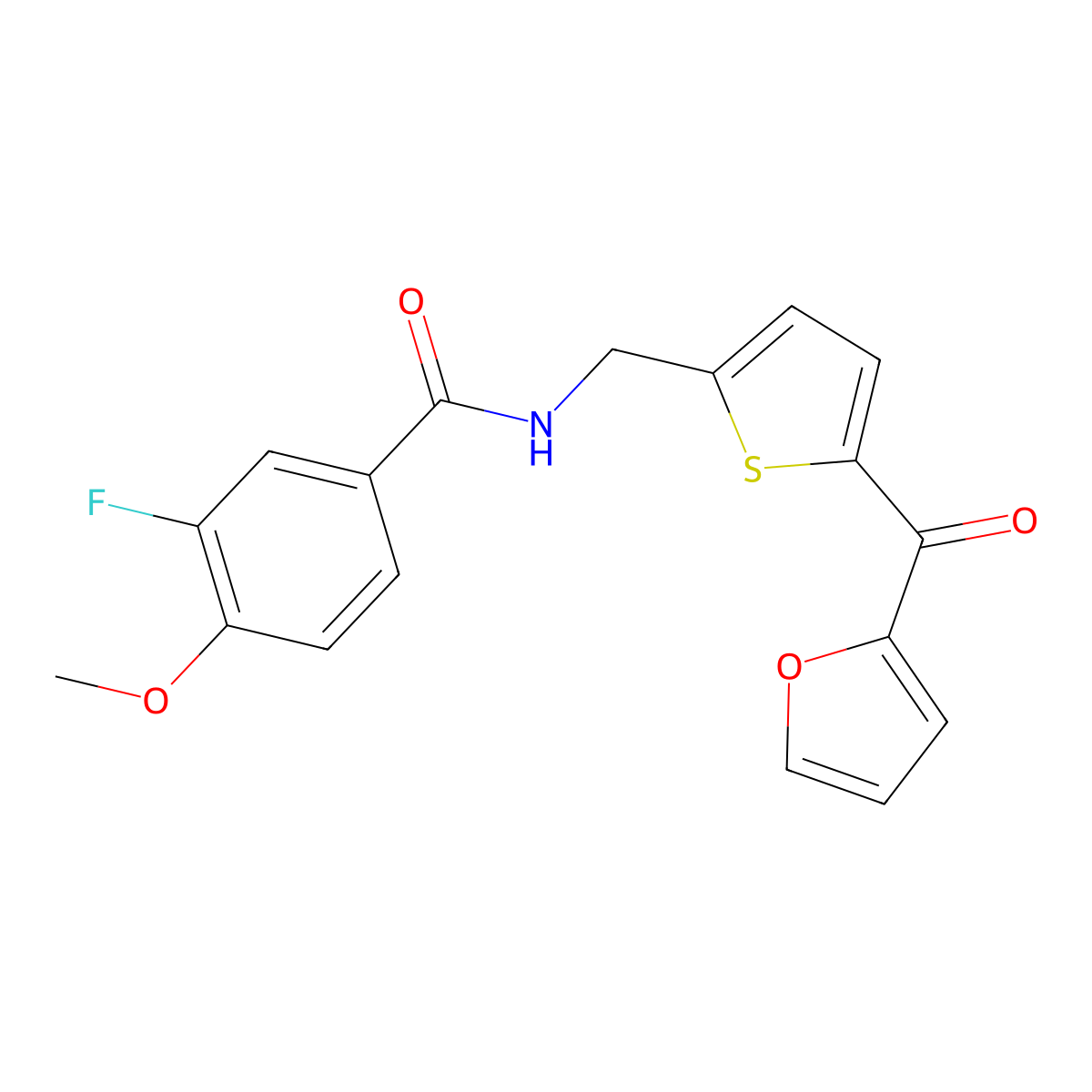 3-fluoro-N-{[5-(furan-2-carbonyl)thiophen-2-yl]methyl}-4-methoxybenzamide molecular structure, CAS 1797601-01-4