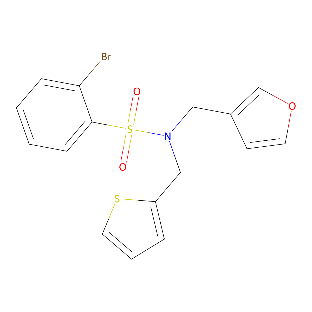 2-bromo-N-(furan-3-ylmethyl)-N-(thiophen-2-ylmethyl)benzenesulfonamide molecular structure, CAS 1797601-44-5
