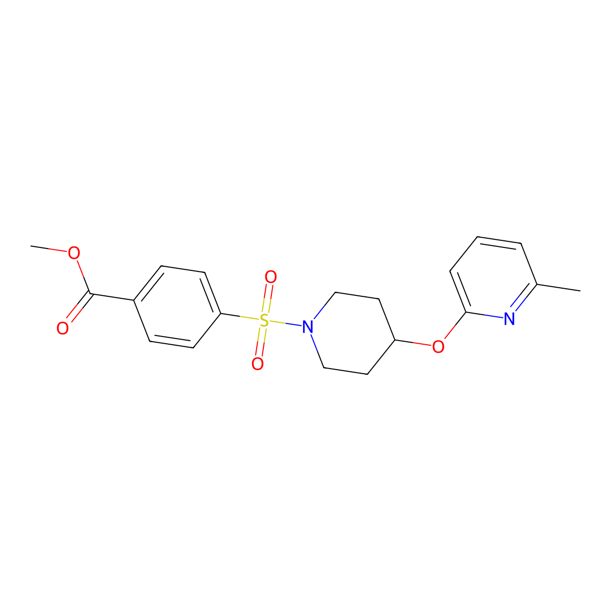 Methyl 4-({4-[(6-methylpyridin-2-yl)oxy]piperidin-1-yl}sulfonyl)benzoate molecular structure, CAS 1797601-82-1