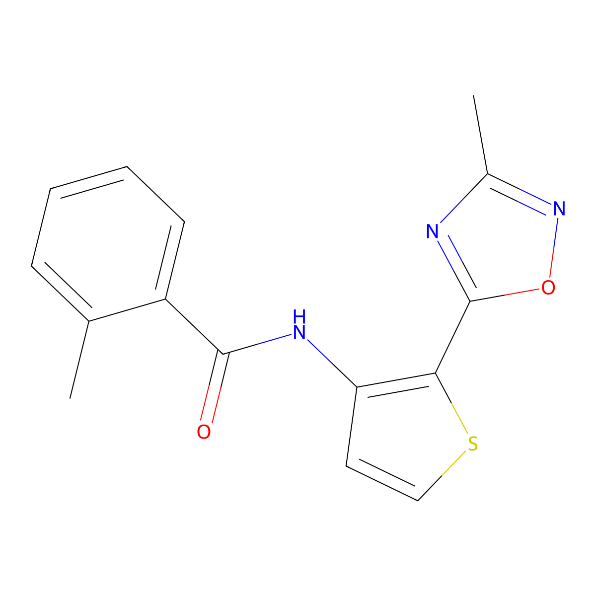 2-methyl-N-[2-(3-methyl-1,2,4-oxadiazol-5-yl)thiophen-3-yl]benzamide molecular structure, CAS 1797602-10-8