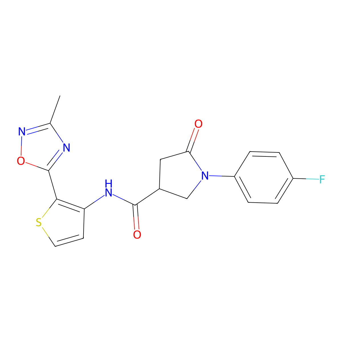 1-(4-fluorophenyl)-N-[2-(3-methyl-1,2,4-oxadiazol-5-yl)thiophen-3-yl]-5-oxopyrrolidine-3-carboxamide molecular structure, CAS 1797602-20-0