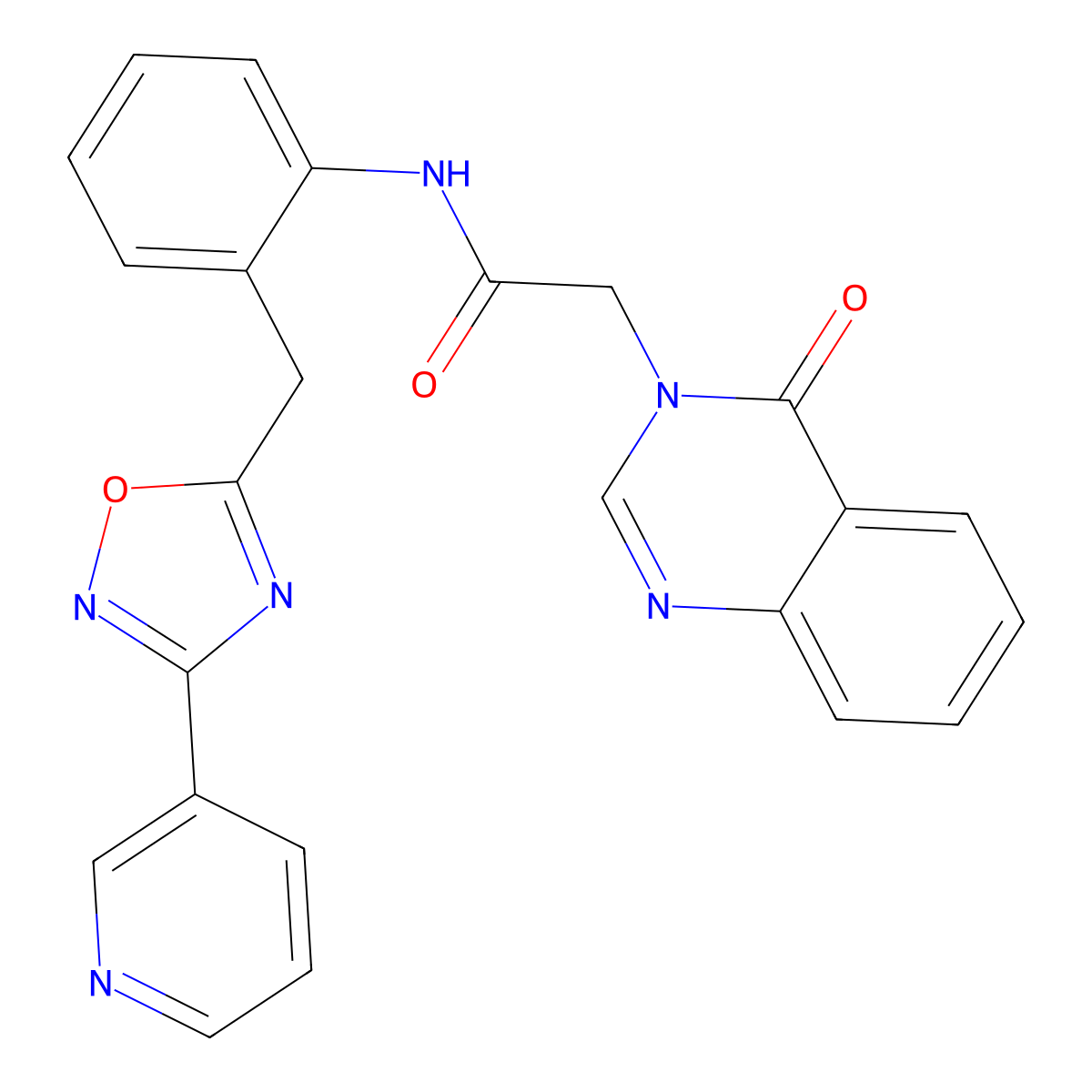 2-(4-oxoquinazolin-3(4H)-yl)-N-(2-((3-(pyridin-3-yl)-1,2,4-oxadiazol-5-yl)methyl)phenyl)acetamide molecular structure, CAS 1797602-46-0