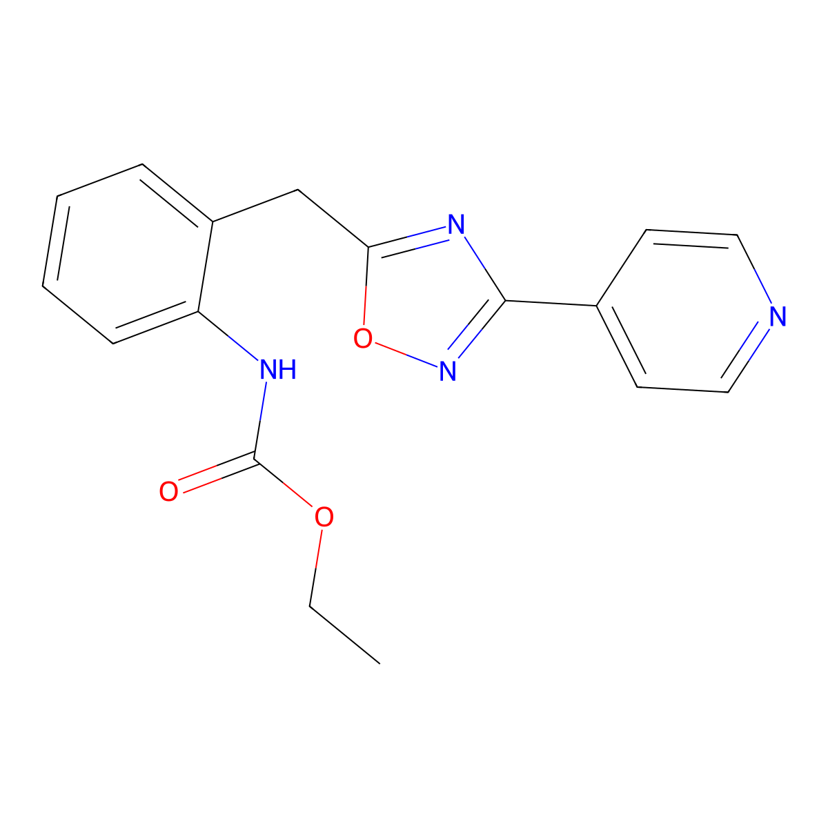 Ethyl (2-((3-(pyridin-4-yl)-1,2,4-oxadiazol-5-yl)methyl)phenyl)carbamate molecular structure, CAS 1797602-92-6