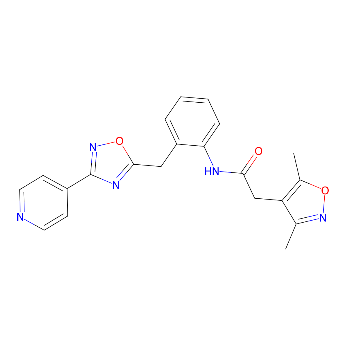 2-(3,5-dimethylisoxazol-4-yl)-N-(2-((3-(pyridin-4-yl)-1,2,4-oxadiazol-5-yl)methyl)phenyl)acetamide molecular structure, CAS 1797602-94-8