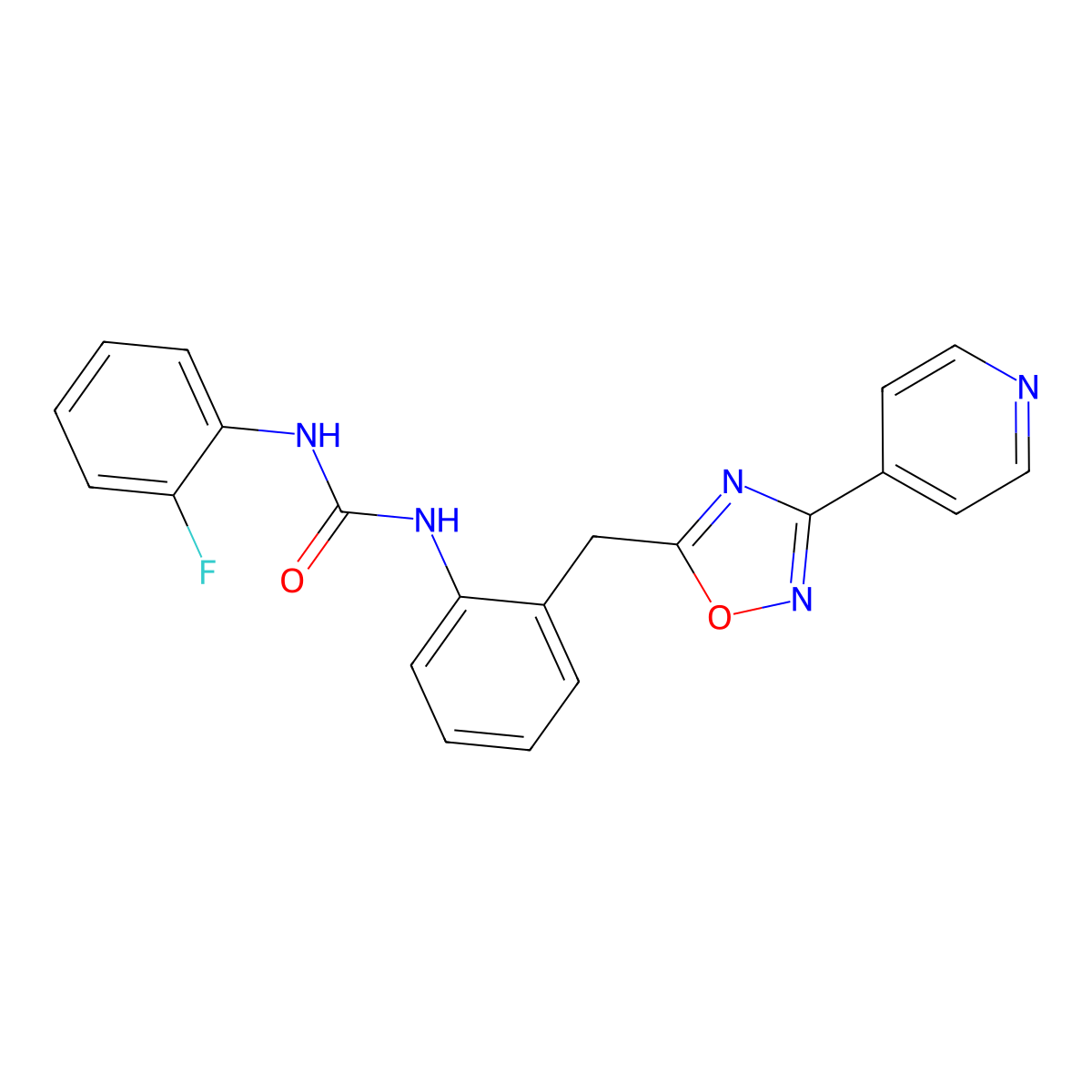 1-(2-Fluorophenyl)-3-(2-((3-(pyridin-4-yl)-1,2,4-oxadiazol-5-yl)methyl)phenyl)urea molecular structure, CAS 1797602-97-1