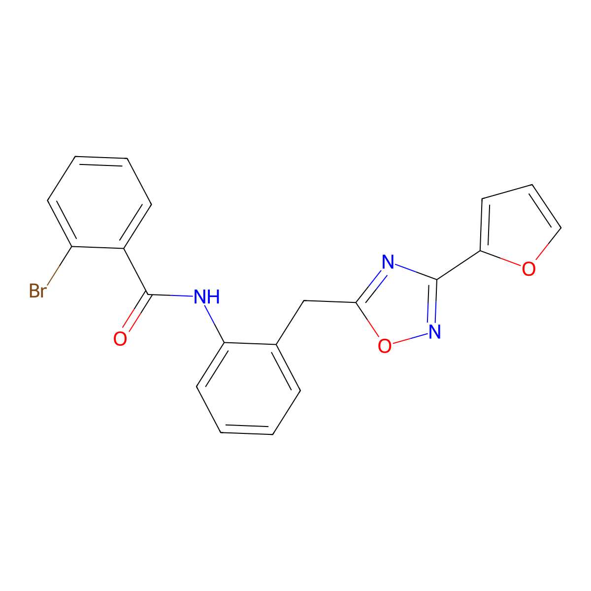 2-bromo-N-(2-((3-(furan-2-yl)-1,2,4-oxadiazol-5-yl)methyl)phenyl)benzamide molecular structure, CAS 1797603-06-5