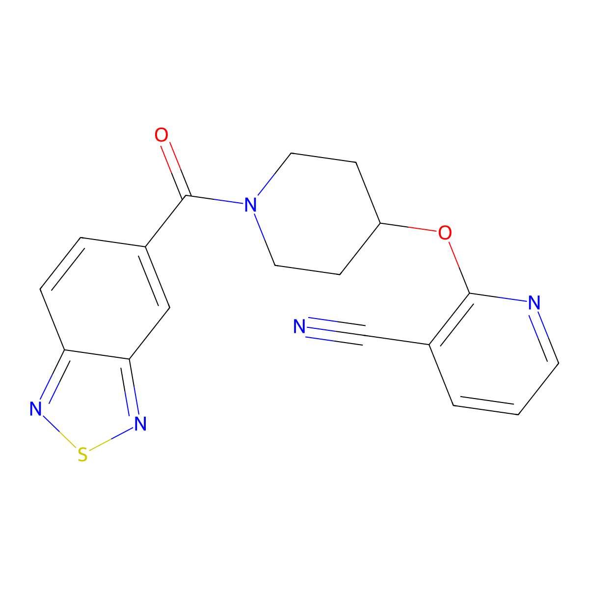 2-((1-(Benzo[c][1,2,5]thiadiazole-5-carbonyl)piperidin-4-yl)oxy)nicotinonitrile molecular structure, CAS 1797603-25-8