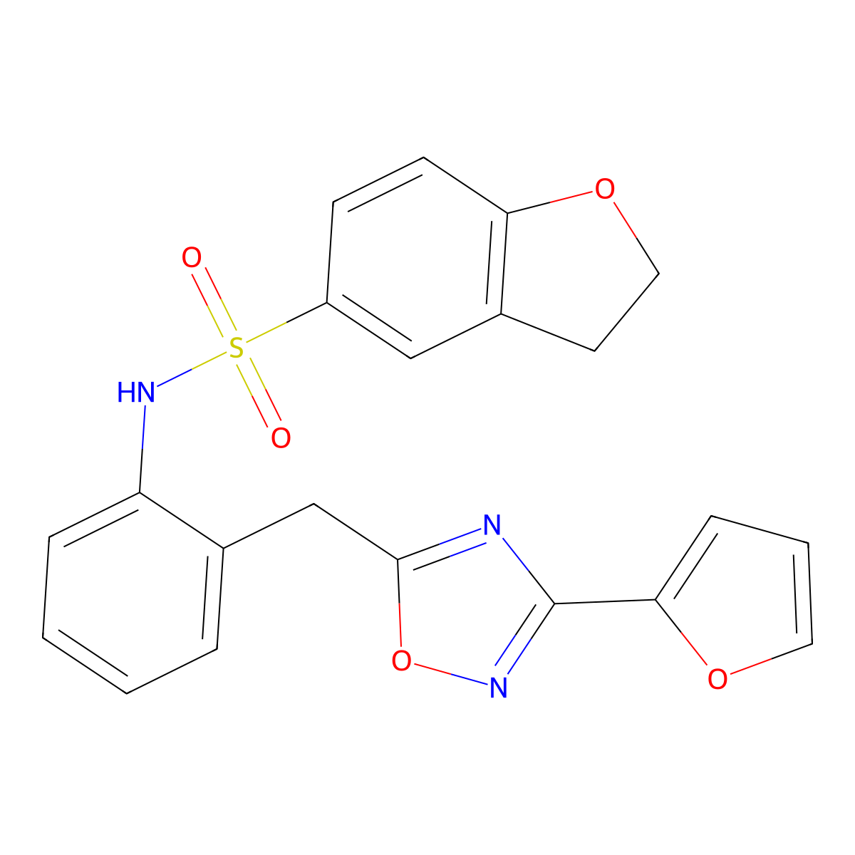 N-(2-((3-(furan-2-yl)-1,2,4-oxadiazol-5-yl)methyl)phenyl)-2,3-dihydrobenzofuran-5-sulfonamide molecular structure, CAS 1797603-62-3