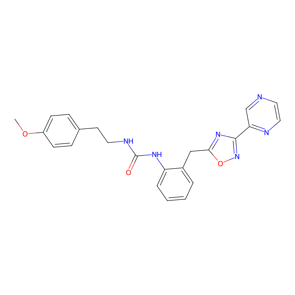 1-(4-Methoxyphenethyl)-3-(2-((3-(pyrazin-2-yl)-1,2,4-oxadiazol-5-yl)methyl)phenyl)urea molecular structure, CAS 1797604-45-5