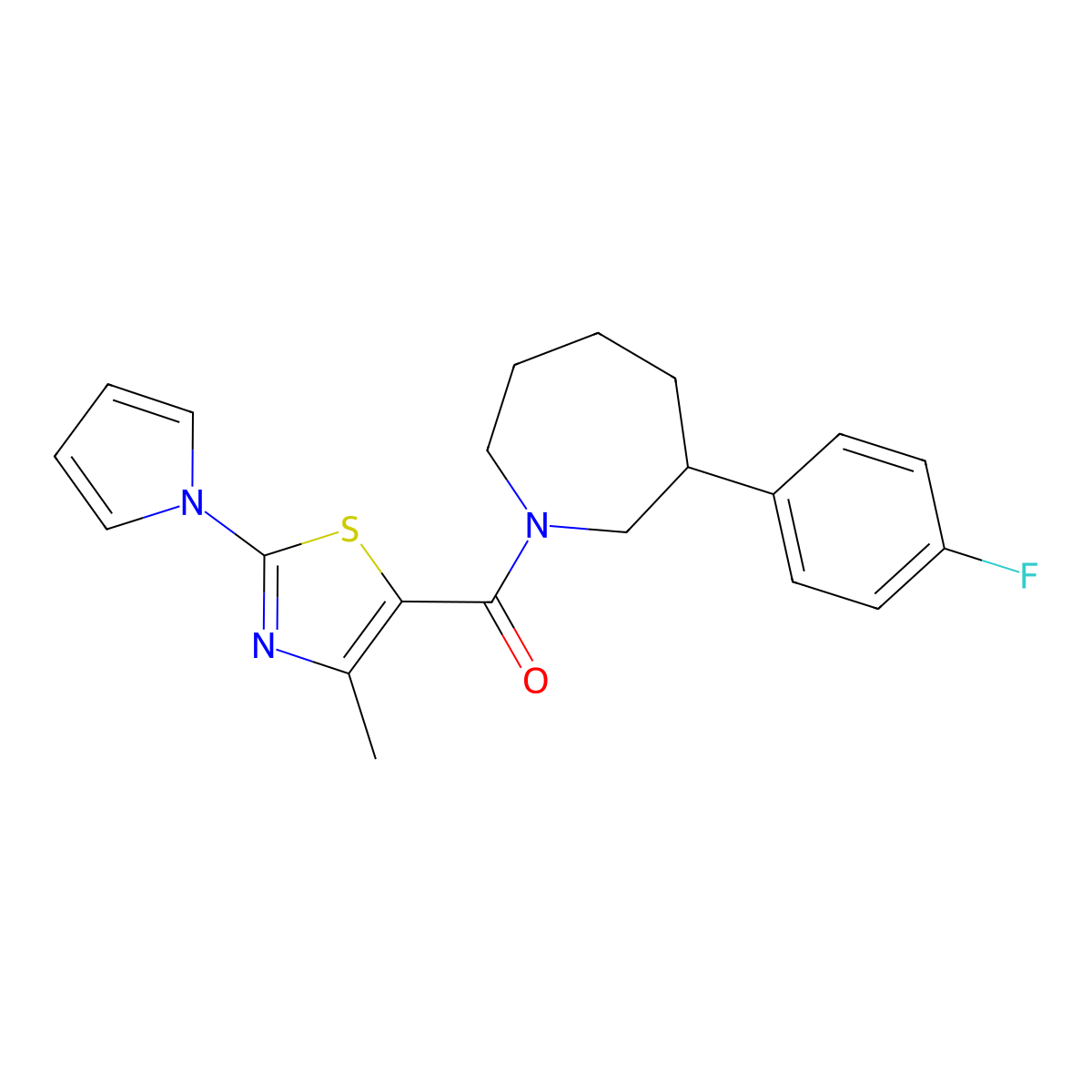 (3-(4-fluorophenyl)azepan-1-yl)(4-methyl-2-(1H-pyrrol-1-yl)thiazol-5-yl)methanone molecular structure, CAS 1797604-56-8