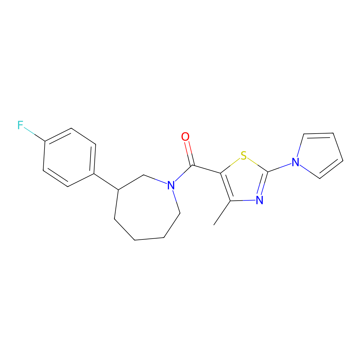 (3-(4-fluorophenyl)azepan-1-yl)(4-methyl-2-(1H-pyrrol-1-yl)thiazol-5-yl)methanone molecular structure, CAS 1797604-56-8