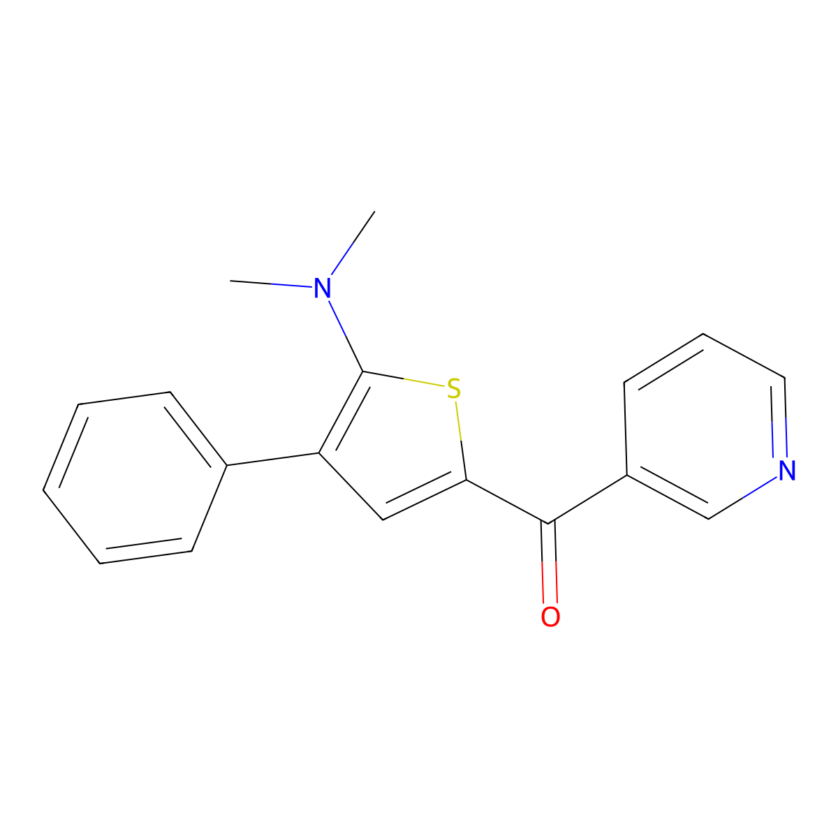N,N-dimethyl-3-phenyl-5-[(pyridin-3-yl)carbonyl]thiophen-2-amine molecular structure, CAS 1797606-58-6