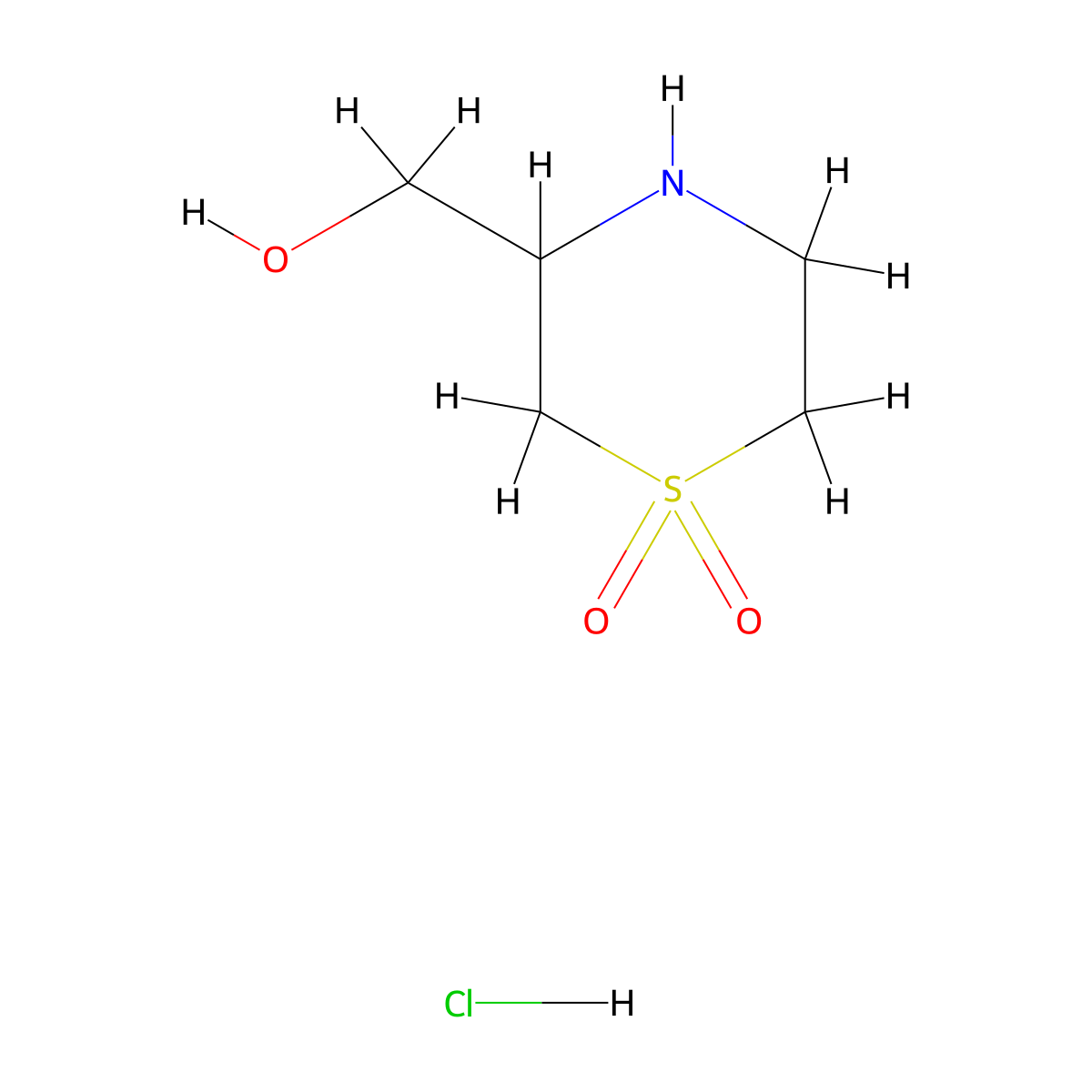3-(Hydroxymethyl)-1lambda6-thiomorpholine-1,1-dione hydrochloride molecular structure, CAS 1797609-81-4