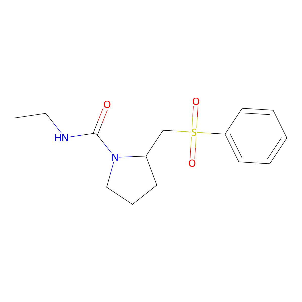 N-ethyl-2-((phenylsulfonyl)methyl)pyrrolidine-1-carboxamide molecular structure, CAS 1797611-66-5